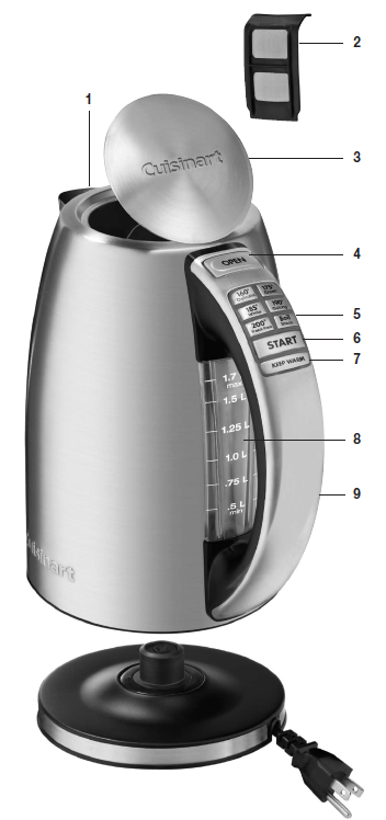 Cuisinart CPK-17P1 PerfecTemp Stainless Steel Cordless Electric Kettle User Guide Cuisinart CPK-17P1 PerfecTemp Stainless Steel Cordless Electric Kettle 2