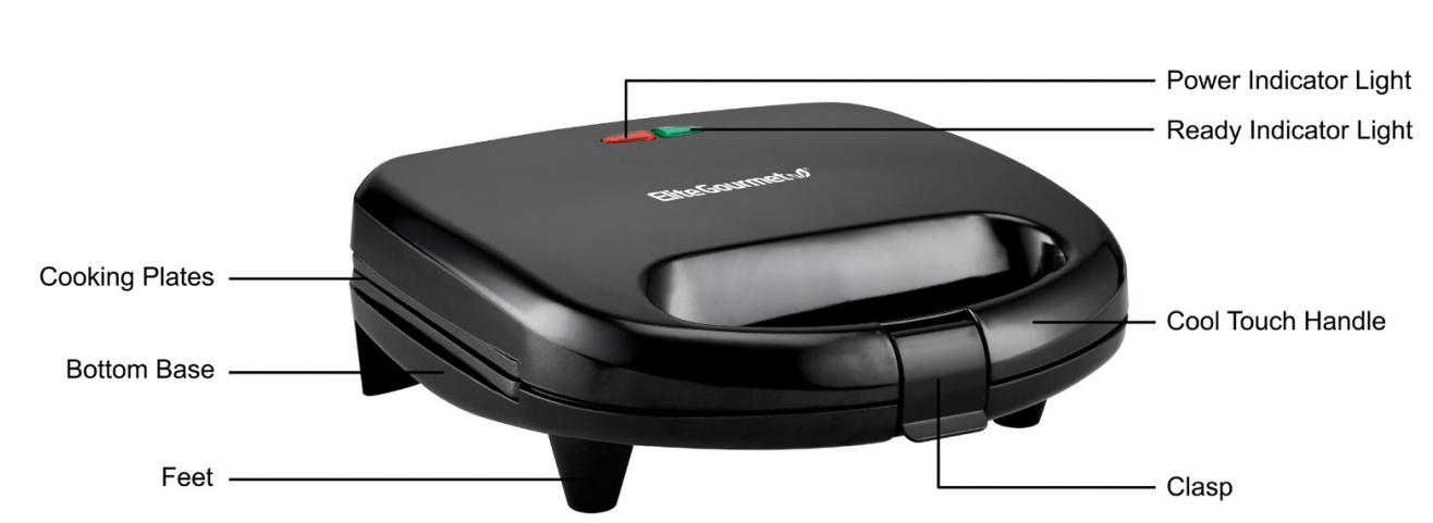 Elite Gourmet ESM2207 Stainless Steel Sandwich Maker-1