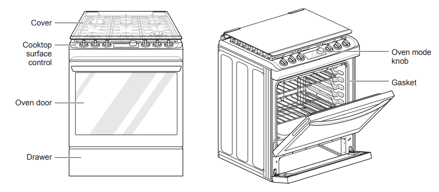 LG LF761S Gas Cooker with Glass Lid and Large Oven-1
