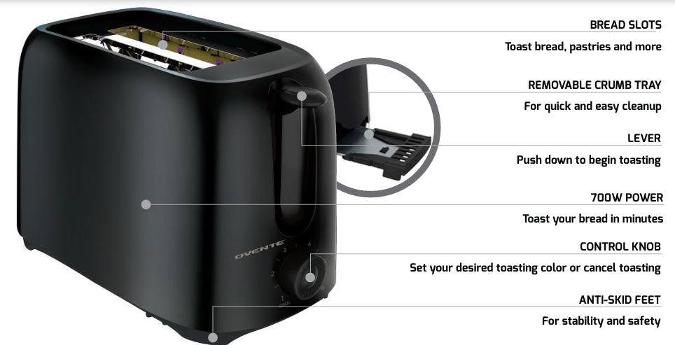 OVENTE TP2210 series Electric 2 Slice Toaster 1