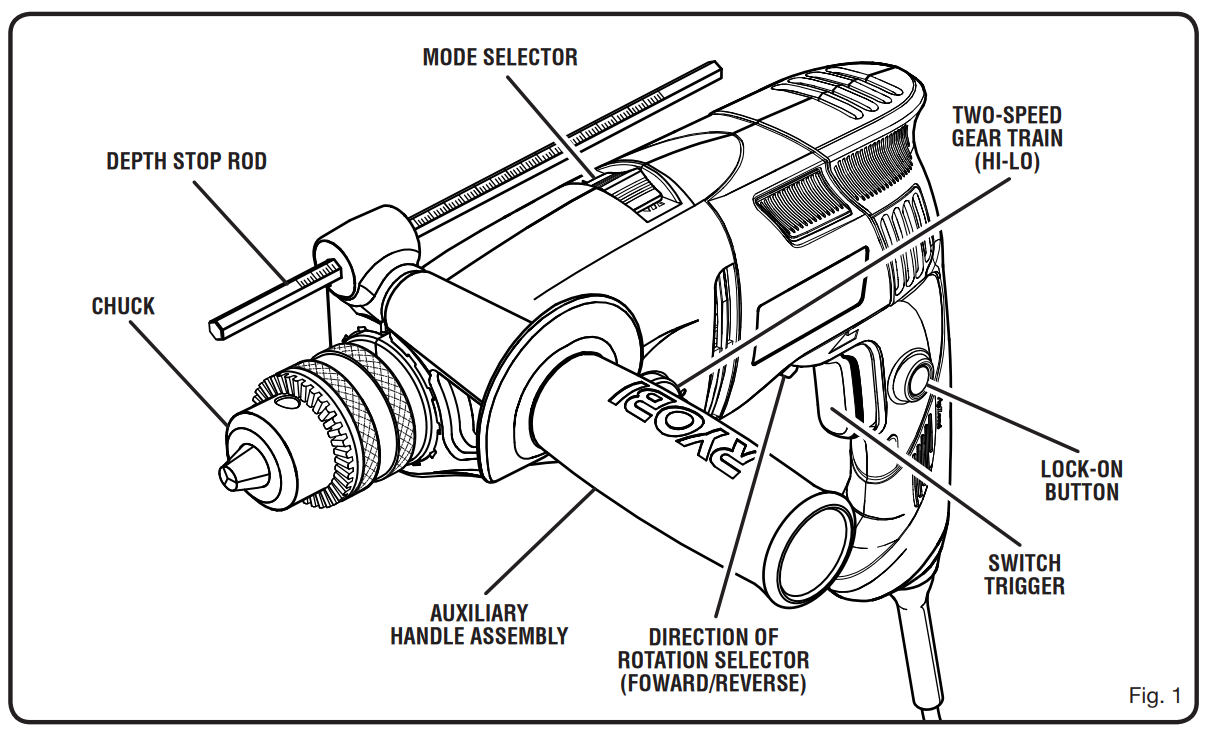 Ryobi D552H Corded Hammer Drill-1