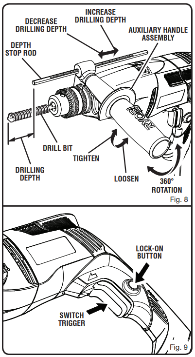 Ryobi D552H Corded Hammer Drill-5