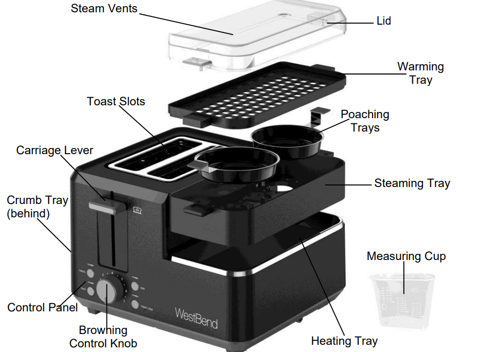 West Bend 78500 2-Slice Toaster Breakfast Station 1