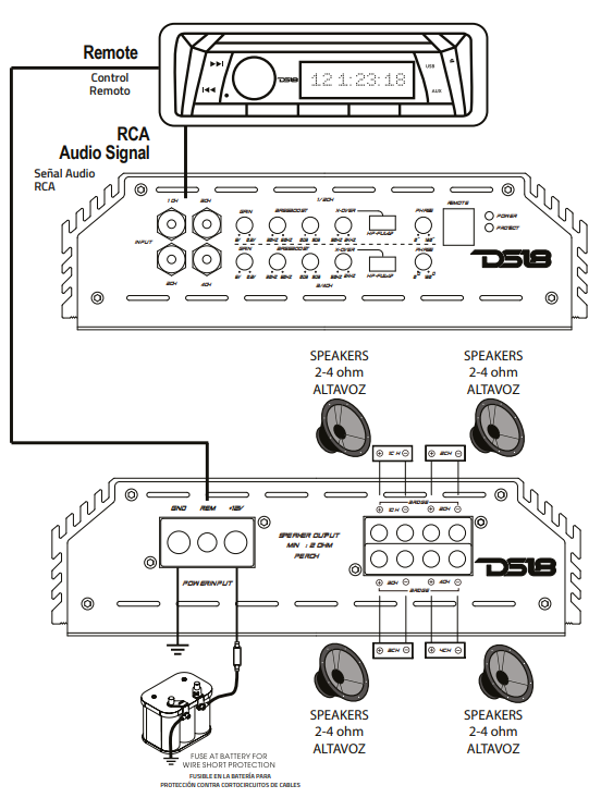 DS18 EXL-P800X4 Korean 4-Channel Car Audio Amplifier-7