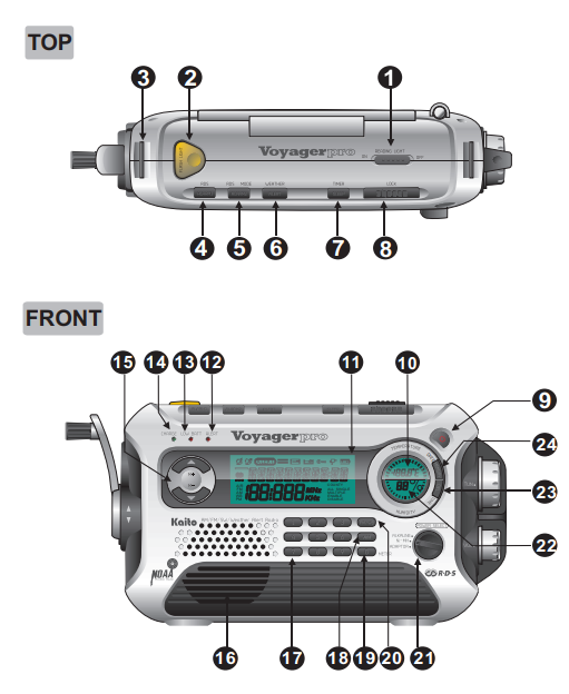 Kaito Voyager Pro KA600 Digital Solar Dynamo Crank-1