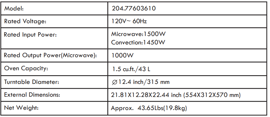 Kenmore 204 77603610 Countertop Microwave User Manual Kenmore 204 77603610 Countertop Microwave 1