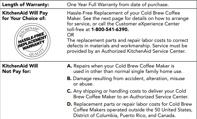 KitchenAid KCM4212SX Cold Brew Coffee Maker User Manual KitchenAid KCM4212SX Cold Brew Coffee Maker18