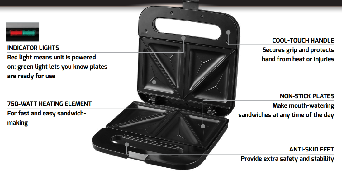 OVENTE GPS401 Series Electric Sandwich Maker-1