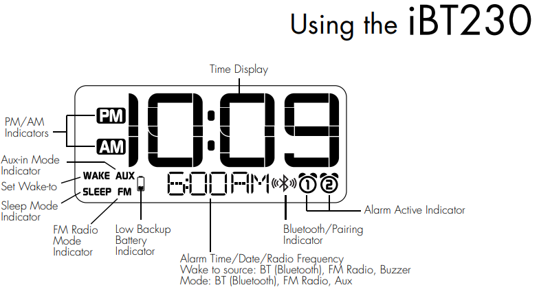iHome iBT230 Bluetooth Wireless FM Clock Radio-4