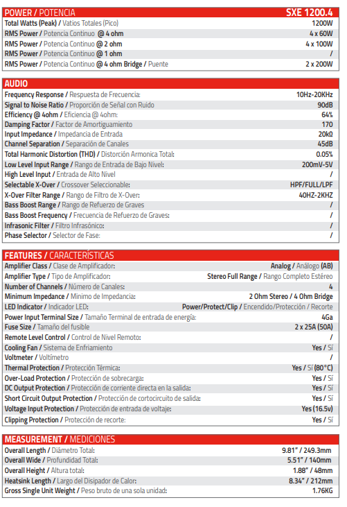 DS18 SXE-2500 1D-BK Car Amplifier-10