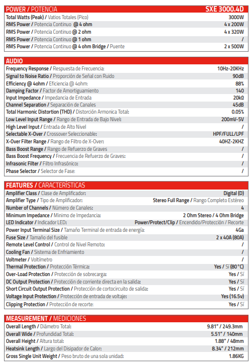 DS18 SXE-2500 1D-BK Car Amplifier-11