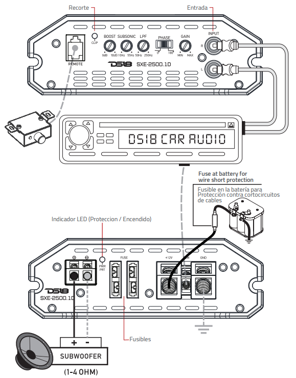 DS18 SXE-2500 1D-BK Car Amplifier-4