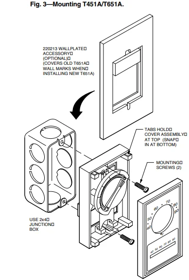 Honeywell T651A Line-Voltage Thermostat User Guide 5
