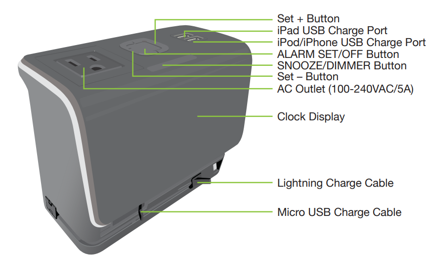 Kube Systems Battery Charger With Alarm Clock-1