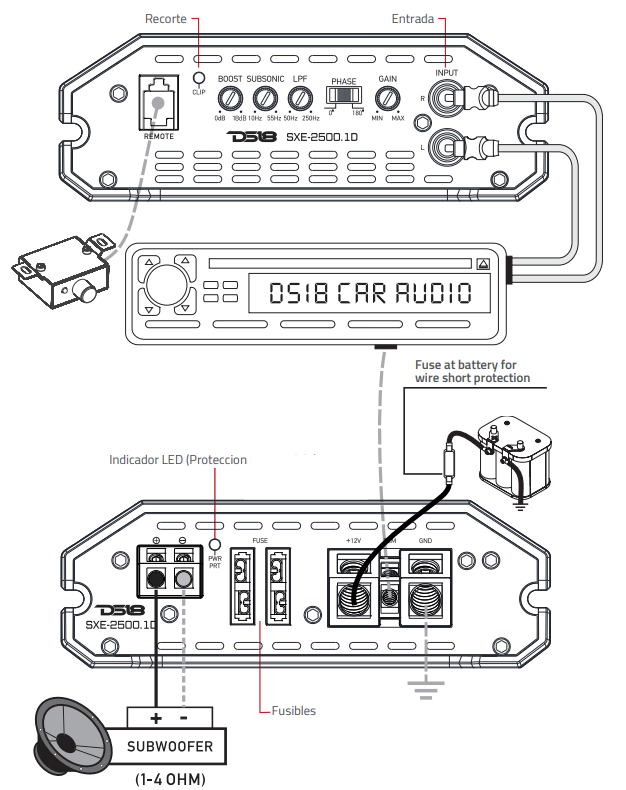 DS18 SXE-1200 4-BK Car Amplifier Stereo-4