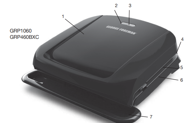George Foreman GRP1060 4-Serving Removable Plate Electric Grill User Manual 1