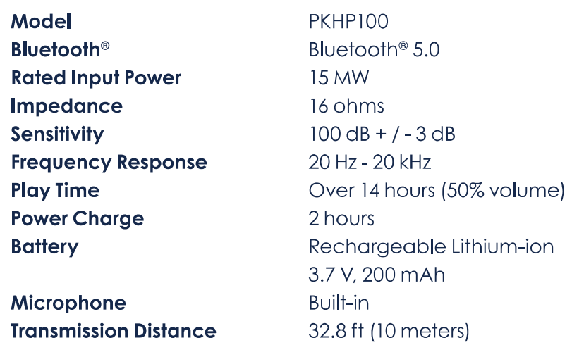 Packed Party PKHP100 Turn It Up Bluetooth Headphone User Guide 6