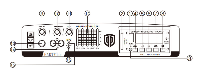 Proreck Party 15 Portable 2000 Watt Powered PA Speaker System-1