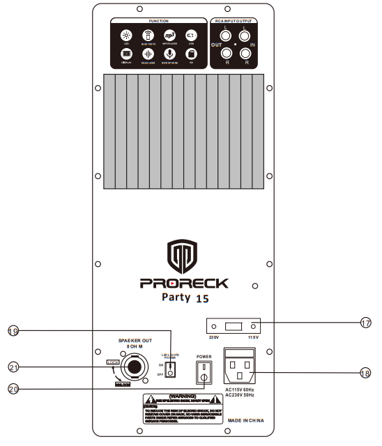 Proreck Party 15 Portable 2000 Watt Powered PA Speaker System-2