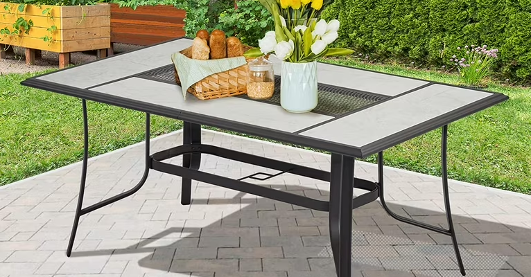 Style Selections 790.130.004 Elliot Creek Rectangle Outdoor Dining Table-featured