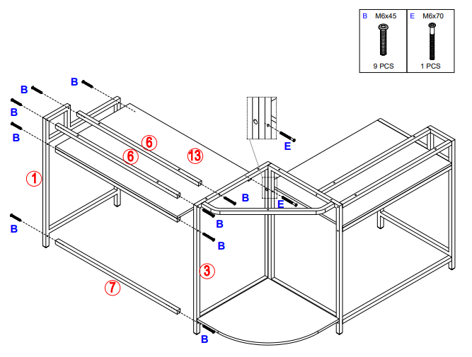 Tribesigns HOGA-F1594 L-Shaped Computer Executive Desk User Manual 11