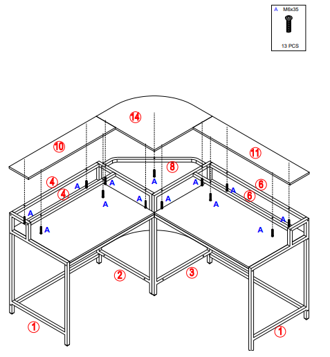 Tribesigns HOGA-F1594 L-Shaped Computer Executive Desk User Manual 12