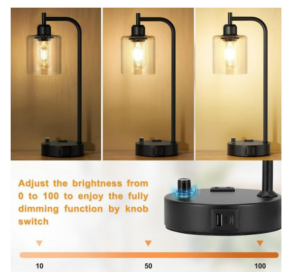‎Innqoo ‎2-1 Industrial Rotary Table Lamps User Manual 3