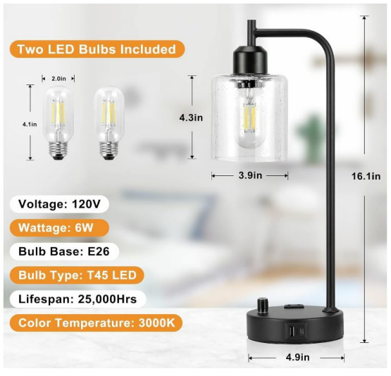 ‎Innqoo ‎2-1 Industrial Rotary Table Lamps User Manual 7