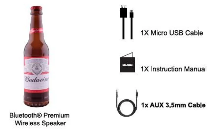 Budweiser BW-BBS-001 Bottle Speaker Instruction Manual 1