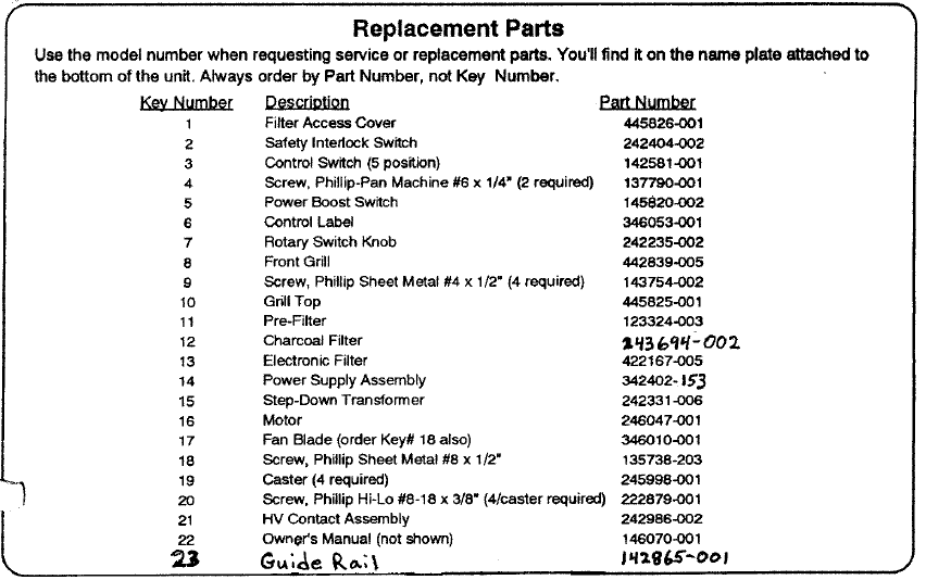 Kenmore 63583142 Air Cleaning System-11
