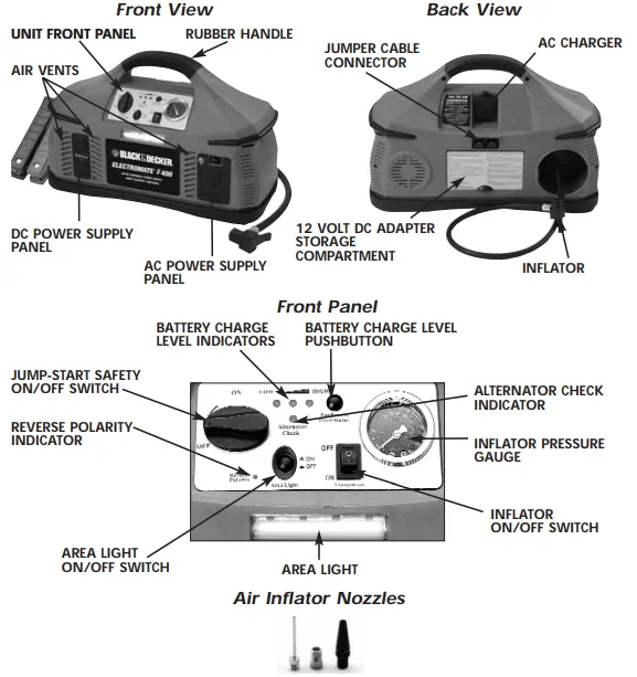 Black & Decker ElectroMate 400 Battery Jump Starter User Guide Black & Decker ElectroMate 400 Battery Jump Starter-1