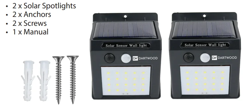 Dartwood 20 LED Solar Spotlight Instruction Manual Dartwood 20 LED Solar Spotlight 1
