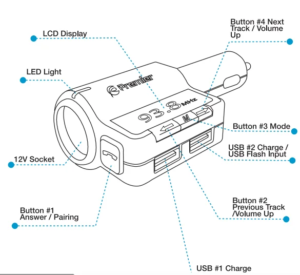 Premier PWFMT5 Bluetooth FM Transmitter User Guide 1