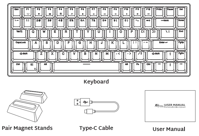 Royal Kludge RK84 Swappable Mechanical Wireless Keyboard User Manual Royal Kludge RK84 Swappable Mechanical Wireless Keyboard- 1
