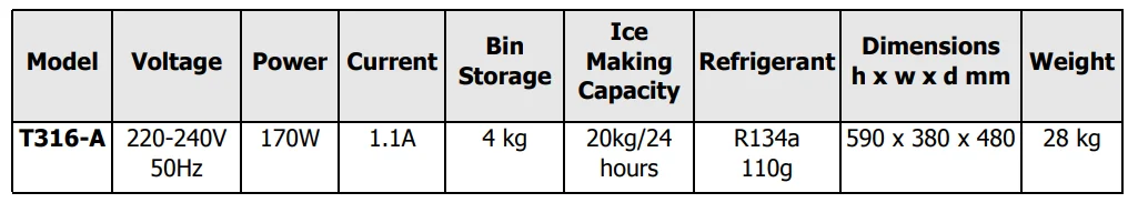 Polar T316-A 20kg Ice Maker Instruction Manual 5