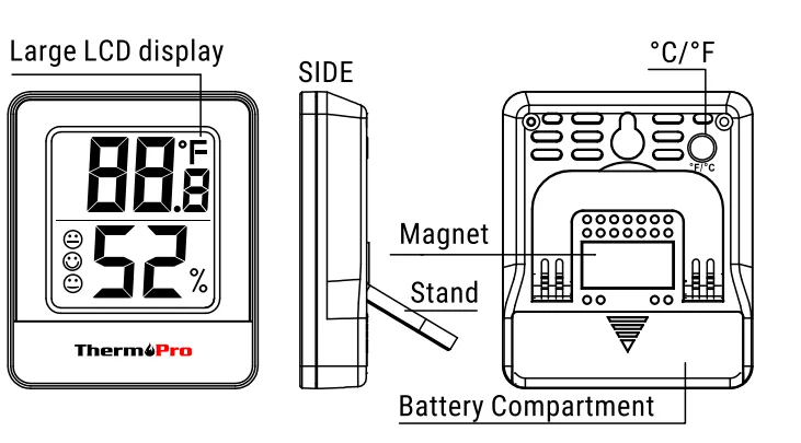 ThermoPro TP49 Digital Hygrometer Indoor Thermometer 1