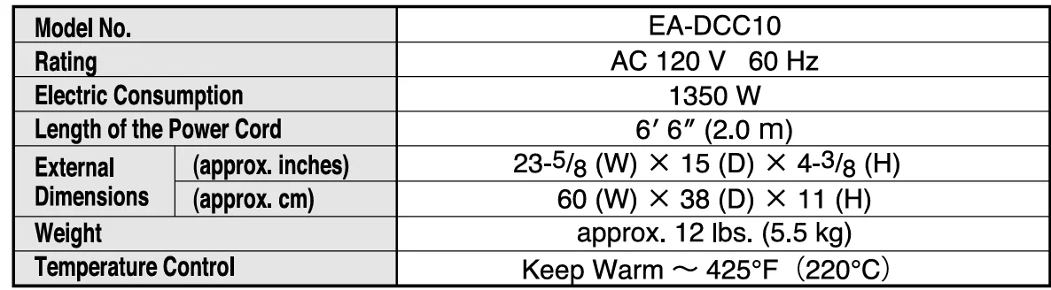 Zojirushi EA-DCC10 Gourmet Sizzler Electric Griddle 18