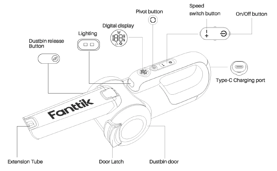 Fanttik Fold V10 APEX Pivot Cordless Car Vacuum-16