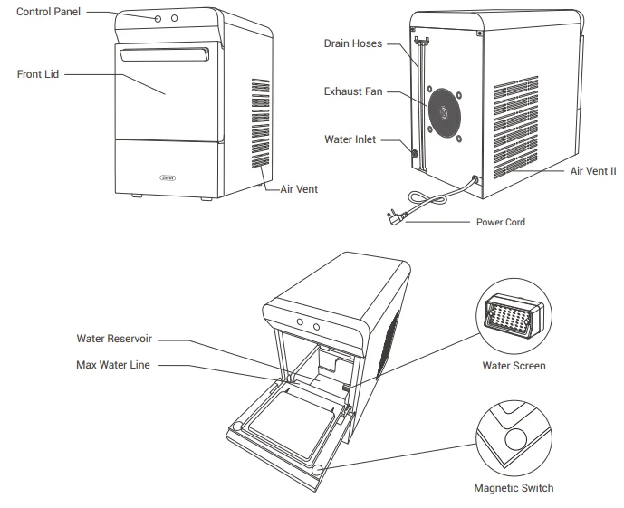 GEVI GIMN-1000BBK V2.0 Countertop Nugget Ice Maker 3
