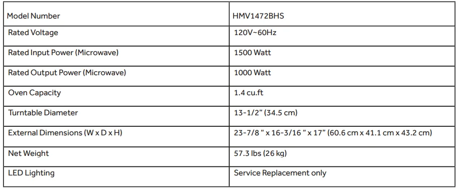 Haier HMV1472BHS Over-The-Range Microwave Oven 3