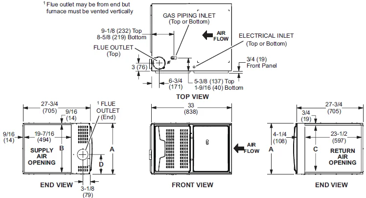 Lennox MERIT ML180UH Horizontal Gas Furnace-10