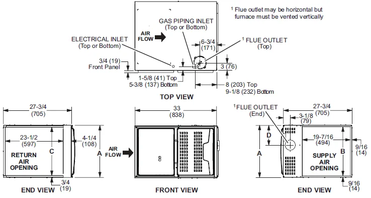 Lennox MERIT ML180UH Horizontal Gas Furnace-11