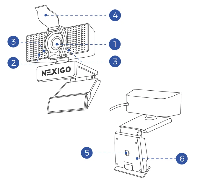 NexiGo N60 1080P Webcam with Microphone-2