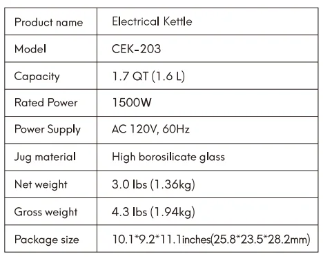 Offacy CEK-203 Electric Tea Kettle 1