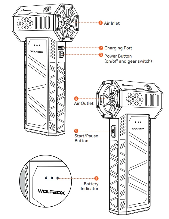 WOLFBOX MF50 Compressed Super Power Electric Air Duster-2