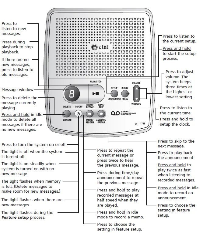 AT&T 1739 Digital Answering System 6
