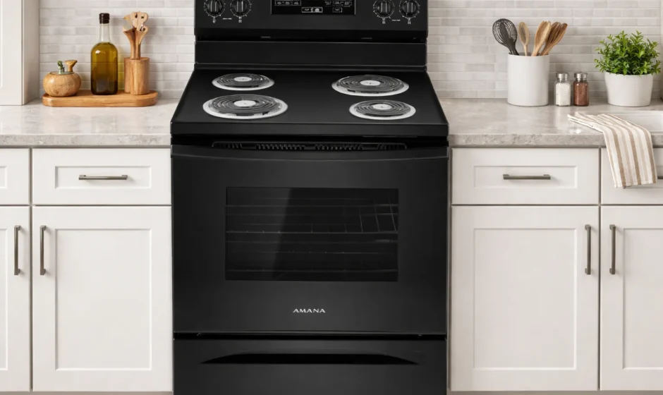 Amana ACR4503SFB Electric Range feat