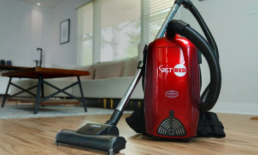 Atrix JR8BPV Jet Red HEPA Backpack Vacuum feat