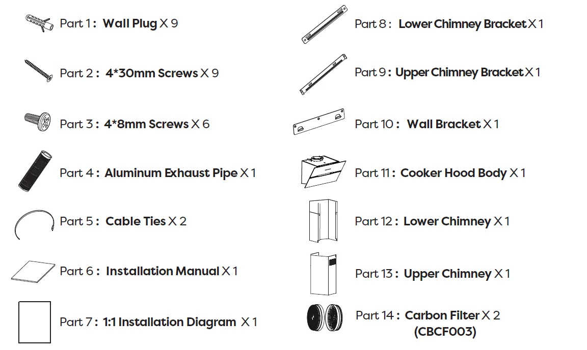 Ciarra 736F-736H Cooker Hood Manual Ciarra 736F-736H 4