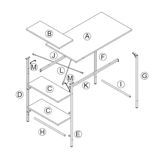 Dorel Home 8104885WC Side Storage Desk Assembly 3